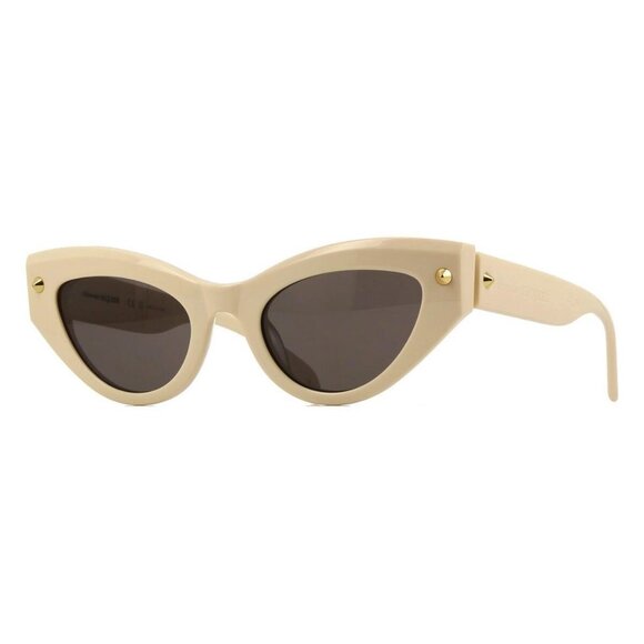 New Authentic  ALEXANDER MCQUEEN White Cat Eye AM0407S 003 Sunglasses Women - Picture 1 of 4